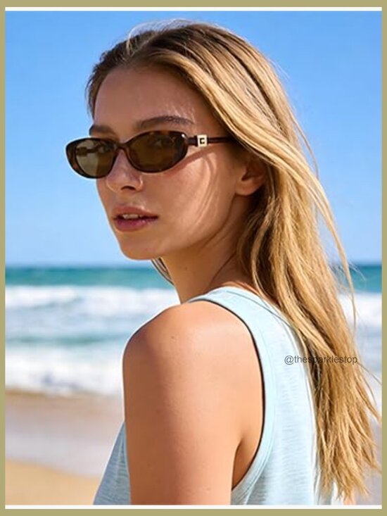Retro Oval Cat Eye Sunglasses UV Protected Plastic Frame main image 5